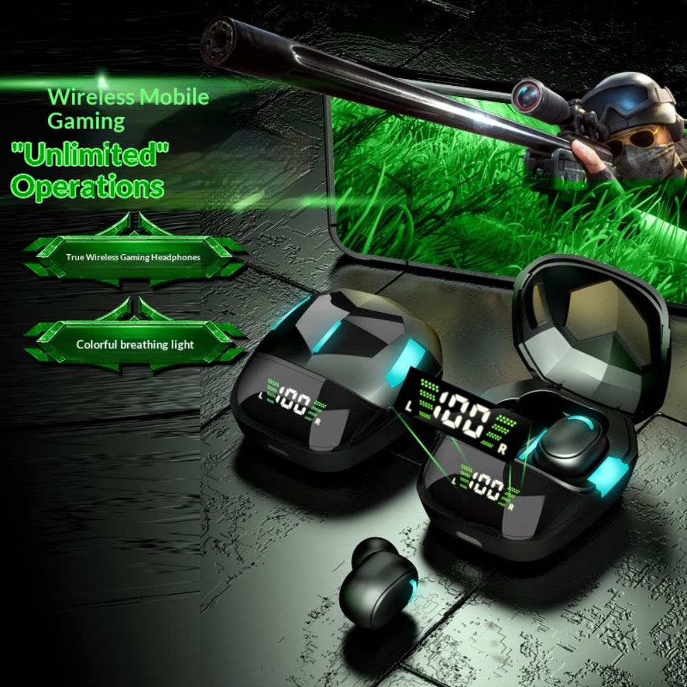 Esports Gaming Mobile - Bluetooth-Headset mit Batteriestandsanzeige, Geräuschunterdrückung, Ultra-Lange Akkulaufzeit,