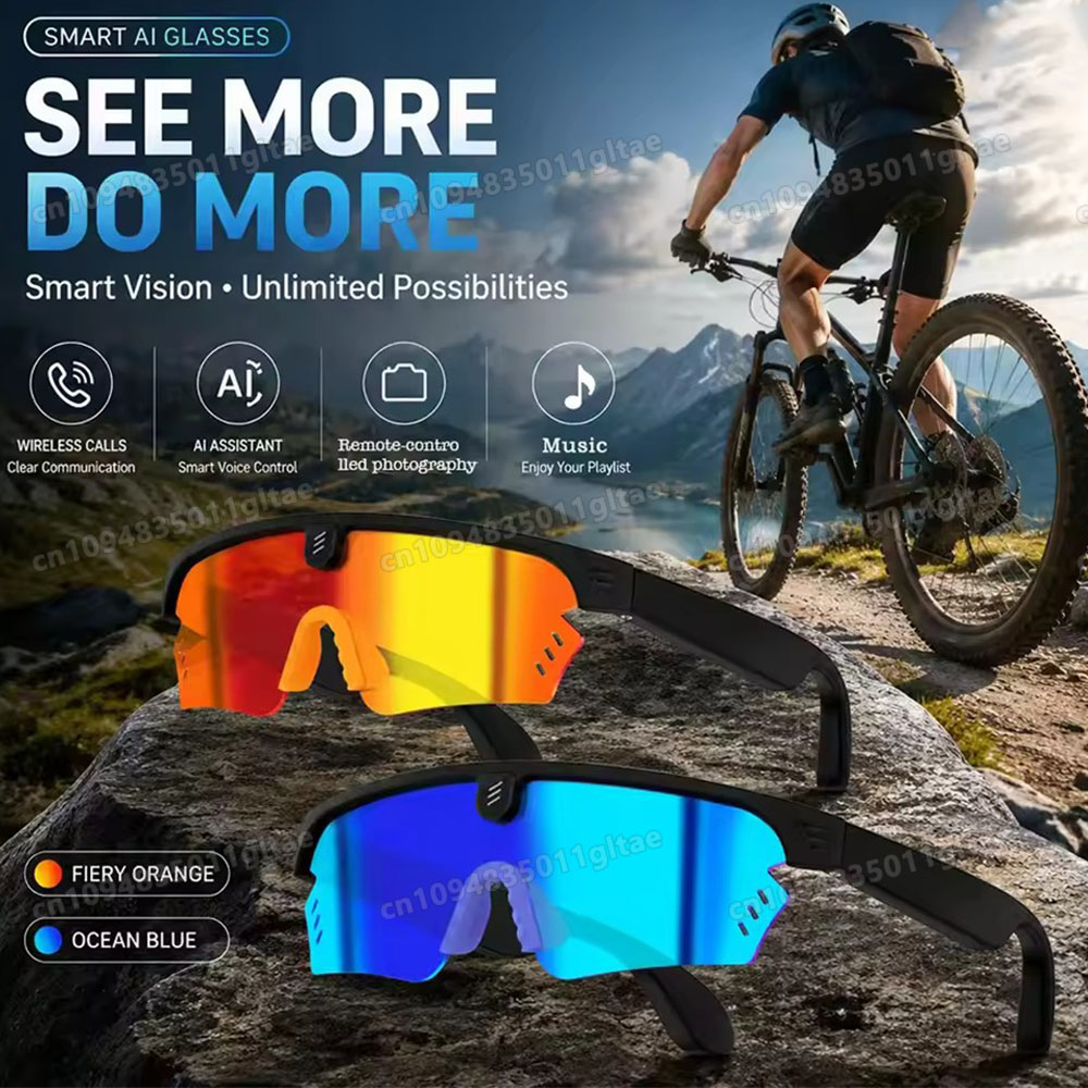 Esports Gaming Pk - Neue Fahrrad-KI-Smart-Brille mit UV-Schutz, Bluetooth-Anruf, Audio-Musik-Player,