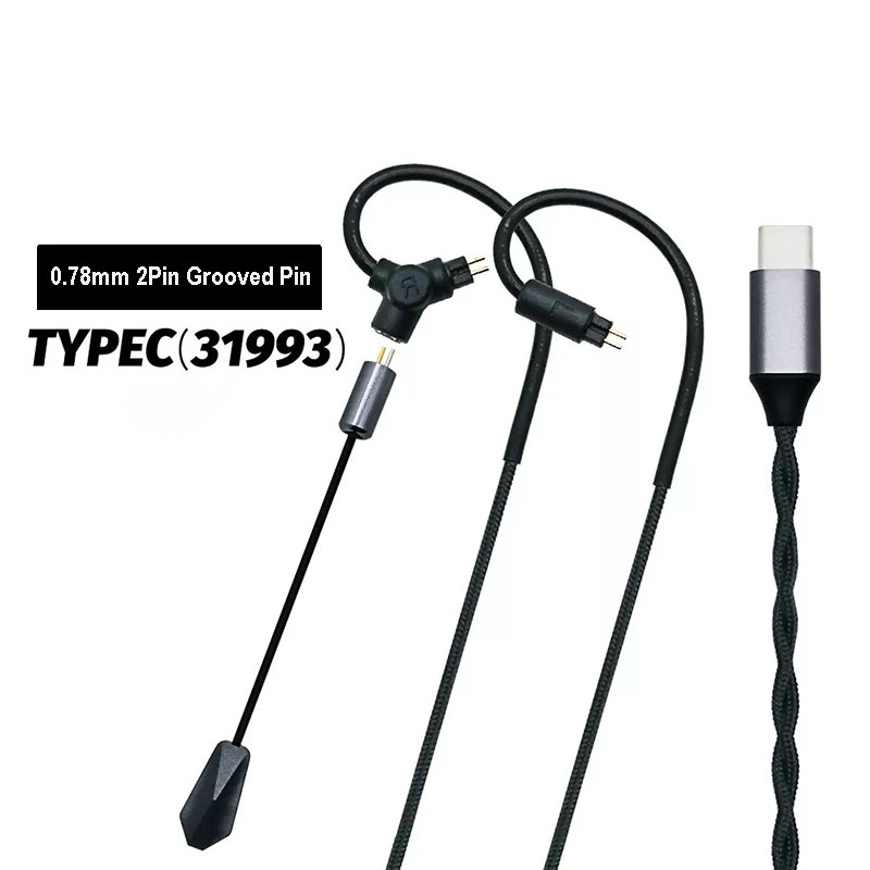 Esports Gaming Mobile - 0,78 QDC MMCX Gaming-Kopfhörerkabel 3,5mm Typ-C